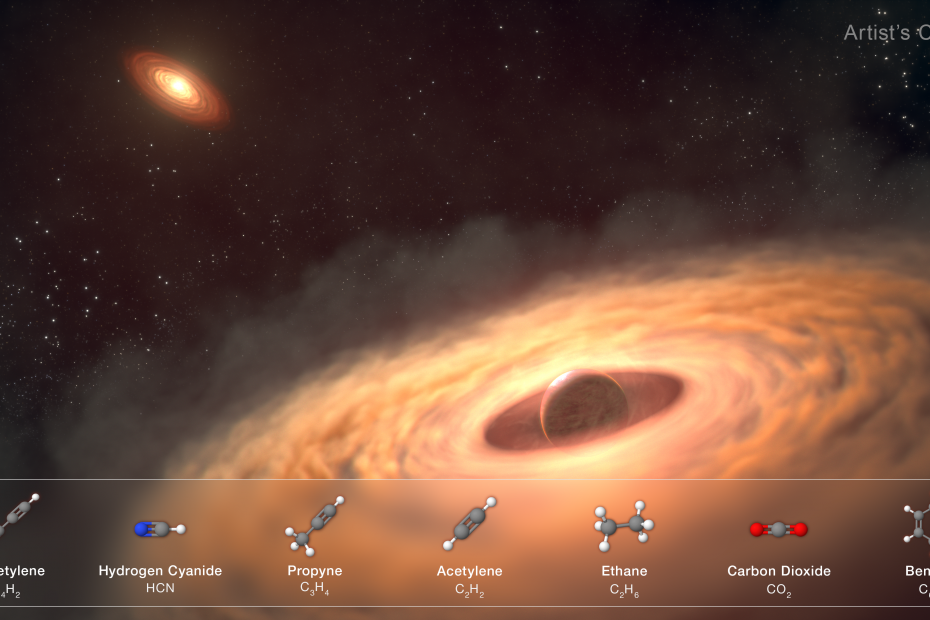 Bild: Künstlerische Darstellung der zirkumplanetaren Scheibe. Credits - NASA, ESA, CSA, STScI, Gabriele Cugno (Universität Zürich, NCCR PlanetS), Sierra Grant (Carnegie Institution for Science), Joseph Olmsted (STScI), Leah Hustak (STScI)